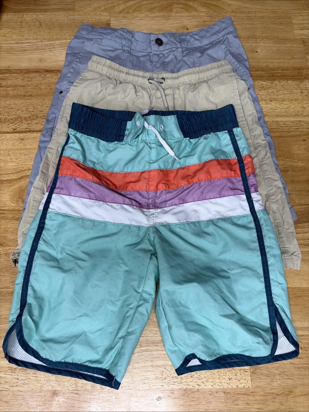 Lot (3) Kidpik Boys Size 10 - 2 Pair Of Shorts + Pair of Swimming Trunks